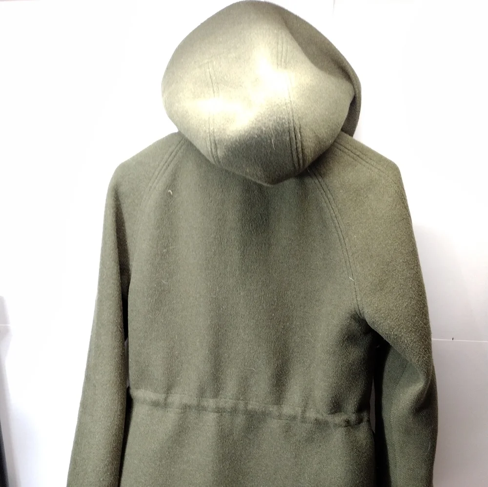 J. Crew Army Green Hooded Wool Peacoat l Acetate Lining l Size Small - Picture 6 of 10